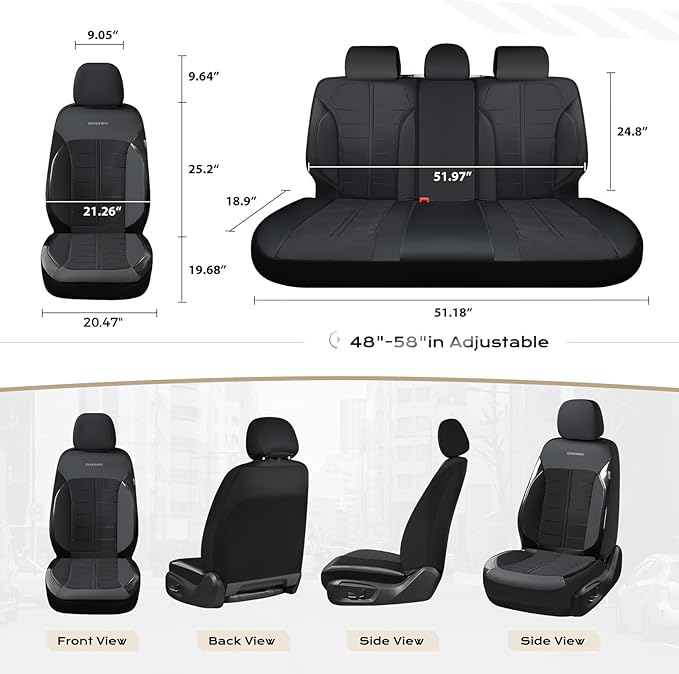 Coverado 3D Air Mesh Rear Car Seat Cover, Sports Carbon Fiber Design, Breathable Seat Protectors Airbag Compatible Comfort Universal for Most Cars, Van,Trucks, SUV, Black