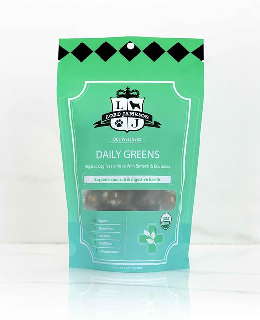 Golden Health and Daily Greens Bundle – Soft & Chewy Healthy Organic Dog Treats, Gluten-Free & Allergy-Friendly, Supports Digestive Health, Made in USA – Sensitive Stomach Dog Treats (2-Pack)