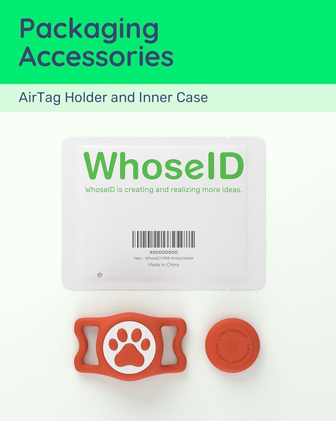 IP68 Waterproof Dog AirTag Holder for Dog Collar, Soft, Stretchy Silicone | Full-Body Protection, Easy Tool-Free Installation, Quiet, No-Dangle Fit, Lightweight, Fits Dog & Cat Collars of All Widths