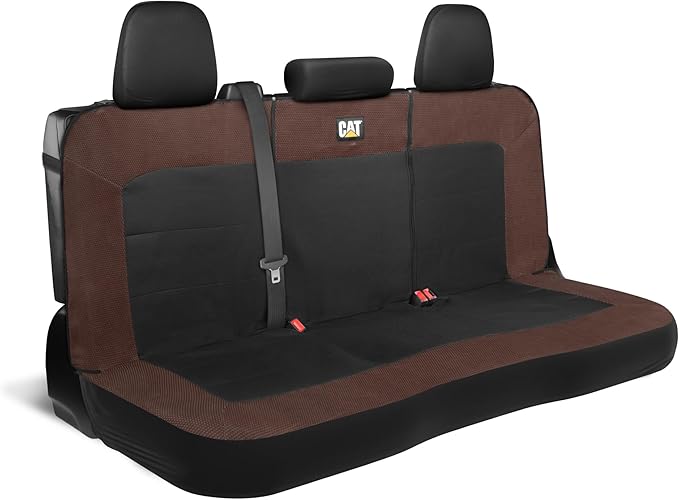 Cat MeshFlex Brown & Black Rear Seat Cover for Car โ Durable Canvas & Mesh Design 60/40 Split Bench Protector for Cars, Trucks & SUVs โ Back Seat Cover for Rear Bench โ Interior Car Accessory