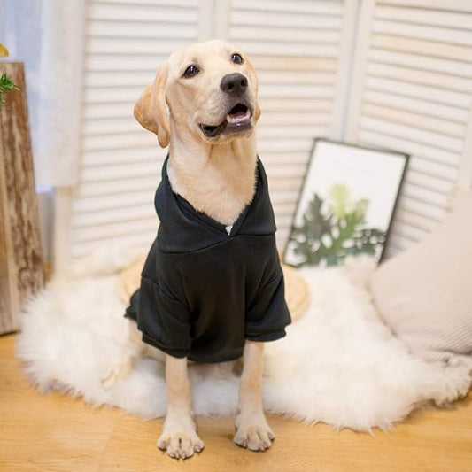 KOOLTAIL Dog Hoodie for Large Medium Small Dogs, Soft and Warm Pet Sweater with Leash Hole and Pocket Boy Girl, Puppy Fall Winter Jacket Clothes, French Pitbull Cold Weather Coat Sweatshirt, Black L