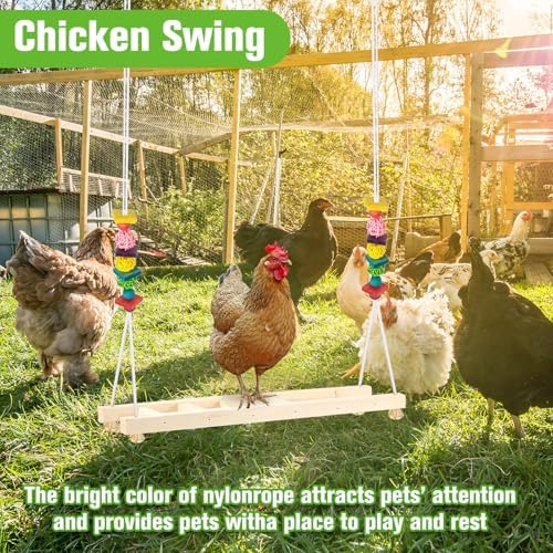 Jorewood Chicken Coop Swings, Outdoor Poultry Exercise Perch for Hens, Roosters