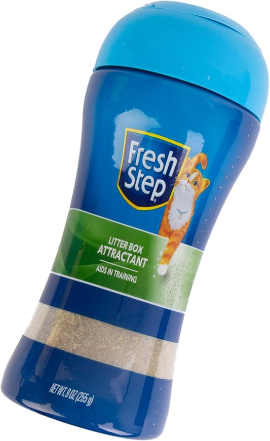 Fresh Step Litter Box Attractant Powder, Cat Litter Training Aid to Encourage Litter Box Use, Herbal Blend Additive Works with Any Litter Type for Cats and Kittens, No-Mess Sprinkle Bottle, 9 Ounce