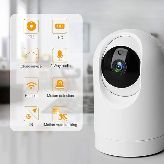 Indoor Security Camera Wireless, 2K Smart Home IP Camera 2.4G/5G Dual-Band WiFi Connection, Two-Way Audio, AI Human Motion Detection, Night Vision, App Remote Control - White (QC21S)