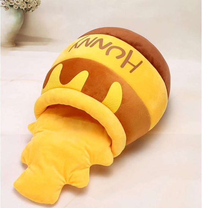 Tyenaza Cat Cave Bed, Warm Soft Removable Cushion Honey Pot Shape Cute Pet Bed House for Puppy