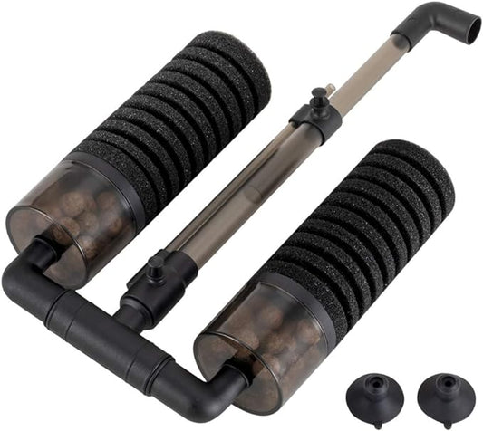 hygger Aquarium Double Sponge Filter, Comes with 2 Spare Sponges (S)