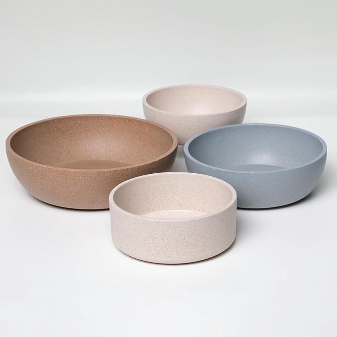 Loving Pets - Dolce Bamboo - Eco-Friendly Pet Bowls & Dishes for Dog, Cats, Puppy Food and Water Bowl -Sustainable and Dishwasher Safe, Made with Real Bamboo (Large, Slate-Grey)