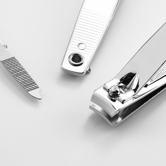 4 Pcs Nail Clippers for Fingernails and Tonenail by QLL - Swing Out Nail Cleaner/File - Sharpest Stainless Steel Clipper - Wide Easy Press Lever - Nail Cutter