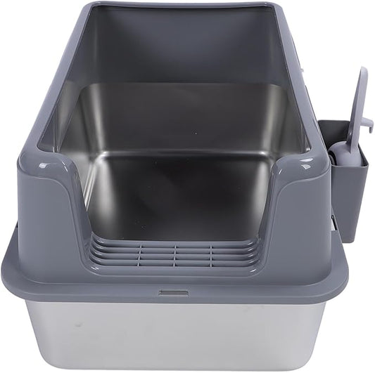 Aramox Half Clad Stainless Steel Cat Bedroom with Metal with High Metal for Cats for Animal Owners and Their Like Friends Closed. (Grey)