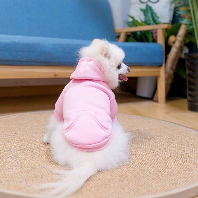 KOOLTAIL Dog Hoodie for Large Medium Small Dogs, Soft and Warm Pet Sweater with Leash Hole and Pocket Boy Girl, Puppy Fall Winter Jacket Clothes, French Pitbull Cold Weather Coat Sweatshirt, Pink SM
