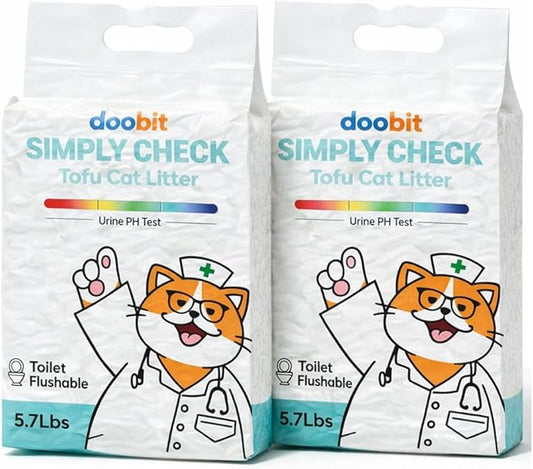 Simply Check Cat Urine PH Test Tofu Litter,11.4LBS(5.7lb x2pack) Color Changing pH Indicator, at Home Feline Urine Test Strips,Less Tracking,Cat Urinary&Bladder Health Monitor,UTI Test Strips