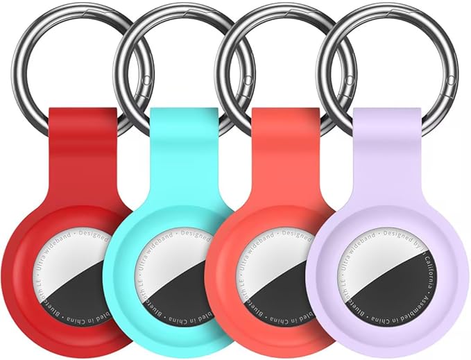 Compatible with AirTag Holder Case Keychain 4 Pack,for AirTag 2nd & 1st Generation Key Chain Ring Case Cover for Air Tag Holder GPS Tracker Air Tag 2nd gen Finders Air Tagholder for Kids,Bags,Luggages
