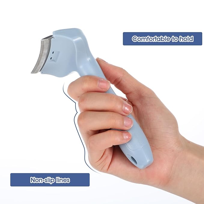Molain Pet Deshedding Comb,V-Tooth Dog Cat Grooming Brush with Curved Blade Gentle Shedding Tool with Ergonomic Non-Slip Handle for All Coat Types