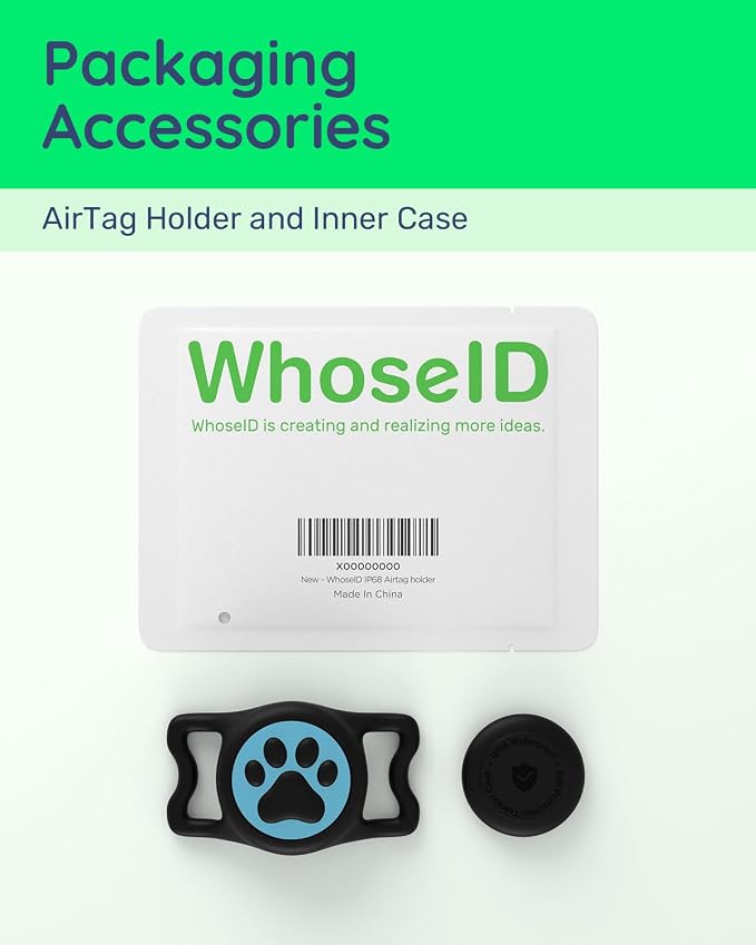 IP68 Waterproof Dog AirTag Holder for Dog Collar, Soft, Stretchy Silicone | Full-Body Protection, Easy Tool-Free Installation, Quiet, No-Dangle Fit, Lightweight, Fits Dog & Cat Collars of All Widths