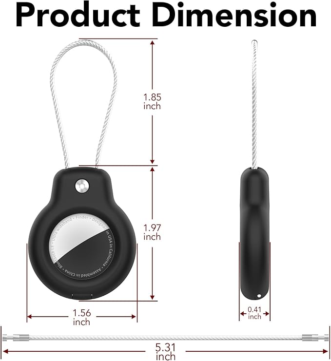 SPGUARD for AirTag Holder Case with Keychain 1st/2nd Air Tags-2 Pack for Apple Air Tag Holder with Wire Cable Lock Key Ring Chain Air Tagholder Accessories for GPS Item Tracker Kids,Keys,Luggage