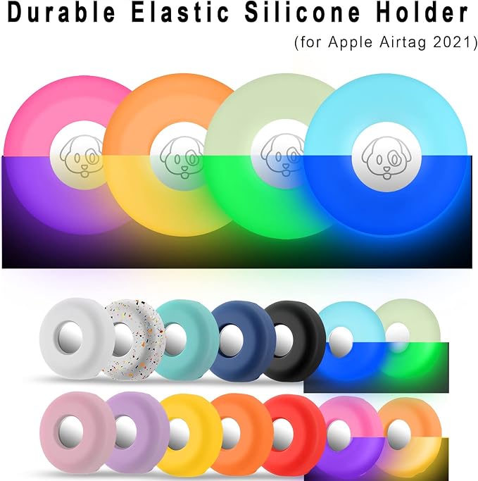 for Airtag Holder for Dog Collar, Cibaabo Silicone Air Tag Case Cover | for 0.8-1.2inch Pet Collar | doesn't dangle | Compact | Easy Installation | Compatible with Apple Airtags