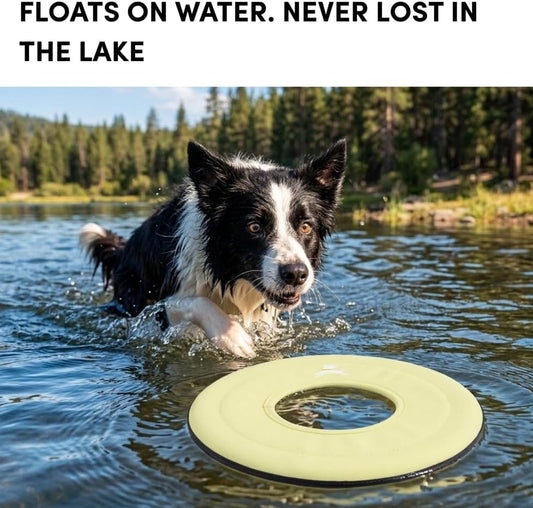 OllyDog Super Flyer Dog Flying Disc – Floating Fetch Toy for Water Play, Soft Eco-Friendly Recycled Fabric, Gentle on Teeth, 11" for Medium & Large Dogs (Sol, 11")