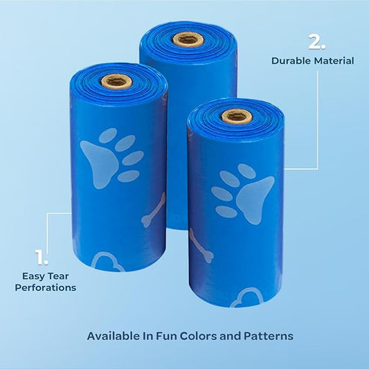 Best Pet Supplies Dog Poop Bags for Waste Refuse Cleanup, Doggy Roll Replacements for Outdoor Puppy Walking and Travel, Leak Proof and Tear Resistant, Thick Plastic - Blue (Unscented), 240 Bags