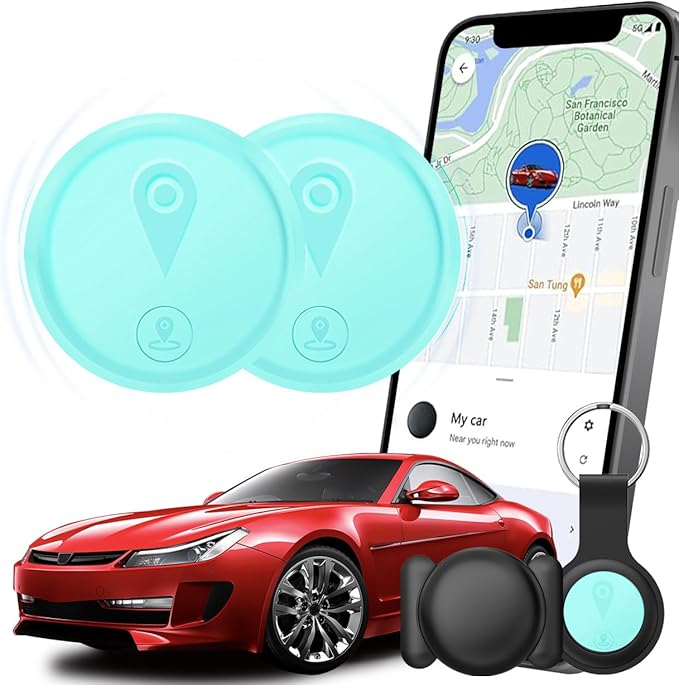 Tracking Devices for Cars Hidden, 2 Pack GPS Tracker for Vehicles Mini Portable GPS Tracker for Cars Splashproof for iOS Find My (iOS Only), No Monthly Fee Subscription No SIM Card Required-Blue