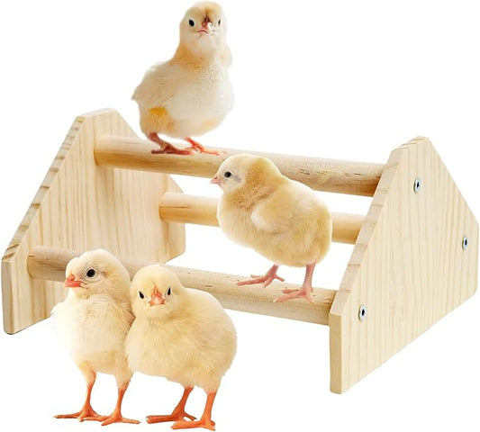 Baby Chicken Perch Strong Pine Wooden Chick Jungle Gym Roosting Bar, New-gen Durable Chicken Perch Toys for Coop and Brooder 7.9 X 6.9 X 4.14’’ Chicken Perch(Can be Used for Baby Turkeys)