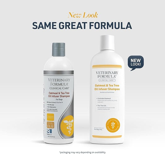 Veterinary Formula Clinical Care Dog Shampoo with Oatmeal and Tea Tree Oil, 16 oz – Gentle Shampoo for Dogs with Dry Skin, Soothes and Adds Moisture to Skin and Coat