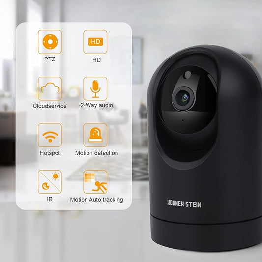 Indoor Security Camera Wireless, 2K Smart Home IP Camera 2.4G/5G Dual-Band WiFi Connection, Two-Way Audio, AI Human Motion Detection, Night Vision, App Remote Control - Black