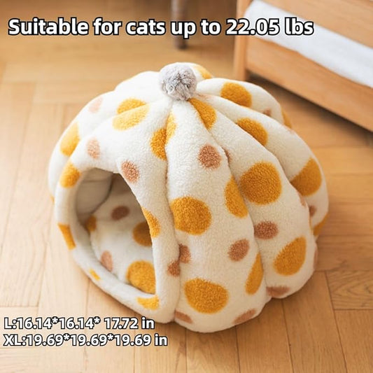 Cat House,Cat Beds for Indoor Cats,Pet Cat Litter Large Yurt,Cat Beds for Indoor Easy to Clean Cat Bed cave,Self Heating cat pad Suitable for Cats Up to 16.53 Lbs (Yellow,X-Large)