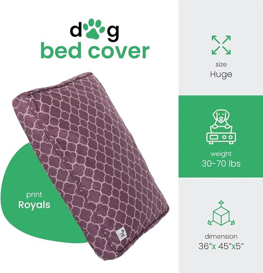 Molly Mutt Huge Dog Bed Cover -Royals - Measures 36”X 45”X 5’’ - 100% Cotton - Durable - Breathable - Sustainable - Machine Washable Dog Bed Cover
