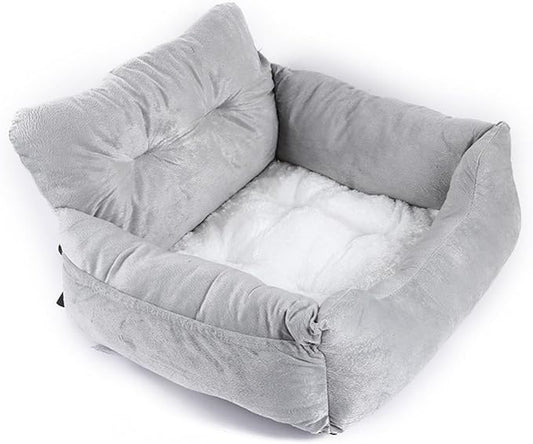 Dog Bed, Removable and Washable car Litter pet cat and Dog car Sofa Litter Suitable for Travelling. (Grey (Non-Removable))