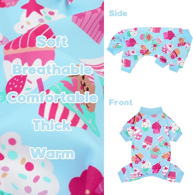 XPUDAC 4 Pack Dog Pajamas Cute Soft Dog Clothes for Small Medium Dogs Boy Girl Stretchy Pjs Jammies Outfit Puppy Onesies, 2X-Large