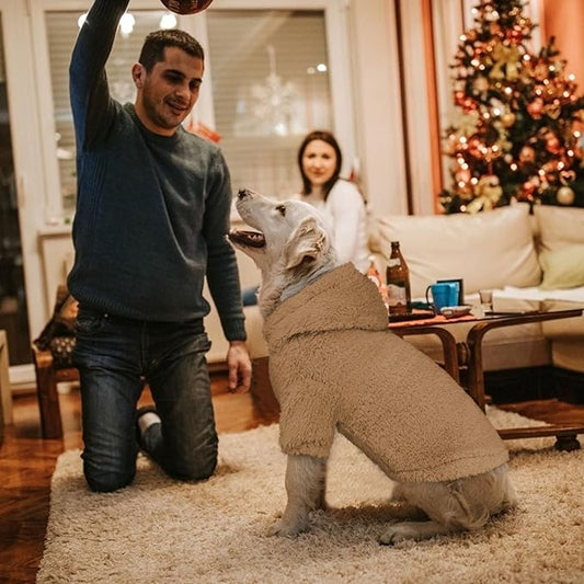 Fuzzy Dog Sweaters for Large Dogs Pet Hoodie Clothes Warm Soft Pet Coats Hooded Sweatshirt Dog Sweaters for Extra Large Dogs(Coffee-XL)