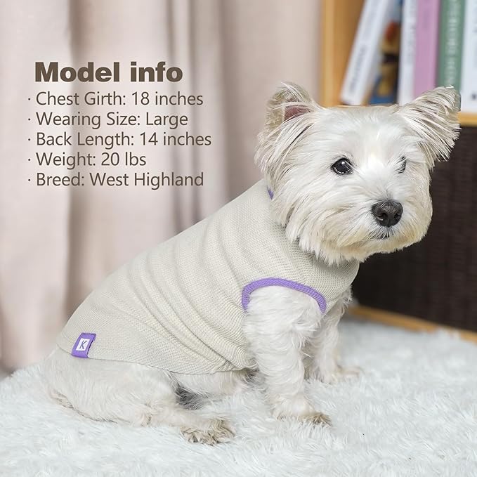 KYEESE 2Pack Waffle Dog Shirts, Lightweight Sleeveless Dog T Shirts for Medium Large Dogs Boy Girl, Breathable Pet Vest Comfortable Tank Top Soft Dogs Clothes for Daily Wear, Purple+Grey, 2XL