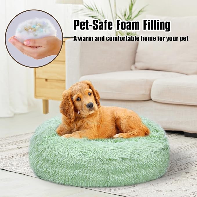 FORMYCATIE Cat Beds for Indoor Cats,Cat Cave for Puppy and Kitty,Calming Small Dog Bed for Small Dogs with Cover Cave,Cozy Warming Fluffy Washable Anti-Slip Pet Sleeping Bag(20 * 20inch,Green)