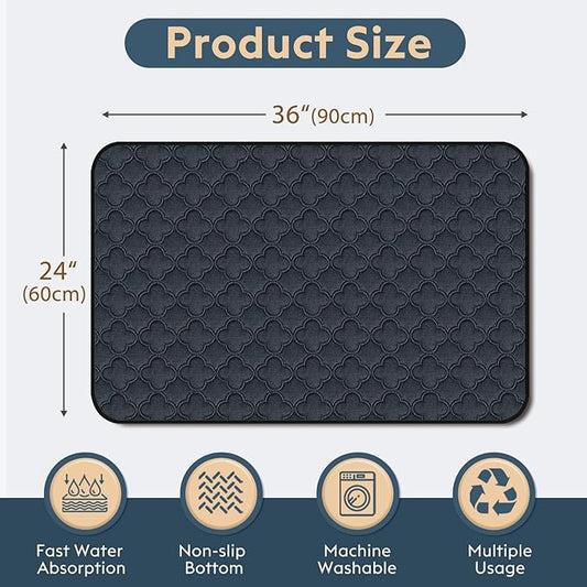 FunFurry Washable Pee Pads for Dogs - 2 Pack Reusable Pee Pads,Waterproof Puppy Pads,Pet Training Pads,Super Absorbent with Dog Paw Shape Non-Slip Backing (Dark Grey, 24" X 36" - 2 Pack)