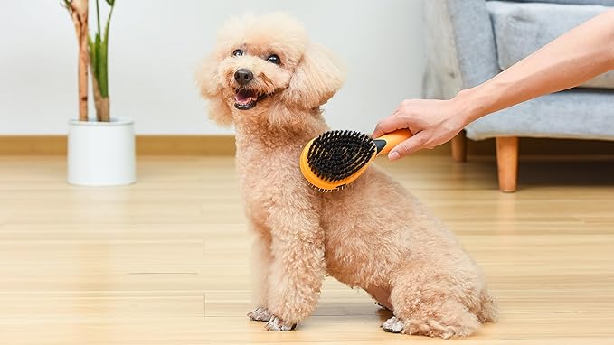 Wags & Wiggles Double Sided Dog Brush - Efficient Pet Grooming for Long or Short Haired Dogs & Cats, Shedding Brush, Detangling Pin & Bristle Dog Hair Remover