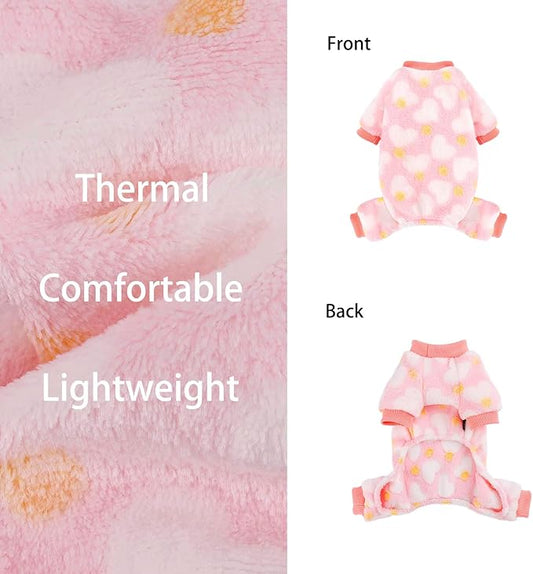 YIKEYO Small Dog Sweater,Dog Pajamas for Small Dogs,Cotton Stretchable Pet Pajamass Jammies Sweater for Dogs Female Male, Valentine's Day Winter Clothes Doggy Puppy Girl (Pink, XXXS)