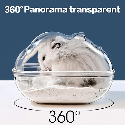 lazYYzal Hamster Bathtub,Hamster Bathroom,Small Animal Habitat Décor,Sand Bath Container Transparent Beds,Hamster Bed,Ice Bathtub,Sleep Pad Nest,Sand Bath Box for Small Pet Animals Cage Accessories(L)