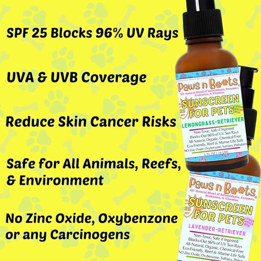 Non-Toxic Sunscreen for Pets, Protective Barrier Cream Non-Toxic Easy to Apply Formula Moisturize & Rejuvinate Cracked Paw Pads, Nose, or Skin. Supports Tissue Growth PawsnBoots Lemongrass
