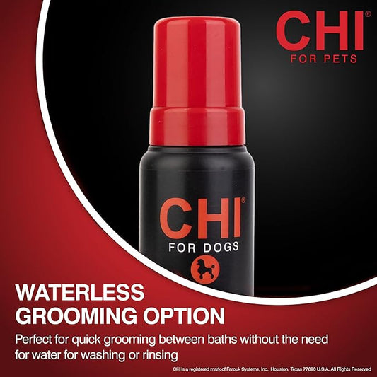 CHI for Dogs Deodorizing Waterless Foam Wash, No-Rinse Dry Shampoo for Dogs to Help Control Odor, Sulfate and Paraben Free, Waterless Pet Grooming, Pump Bottle, Made in The USA, 8 Fl Oz