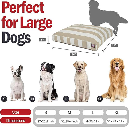 Majestic Pet Rectangle Large Dog Bed Washable – Non Slip Comfy Pet Bed – Dog Crate Bed with Removable Washable Cover – Dog Kennel Bed for Sleeping - Dog Bed Large Breed 44x36x5 Inch – Sand Beige