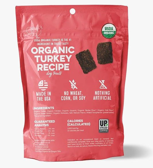 Organic Dog Treats, Turkey Sweet Potato, 4 Ounces, USDA Organic, Made in USA, for All Breeds and Ages, Training