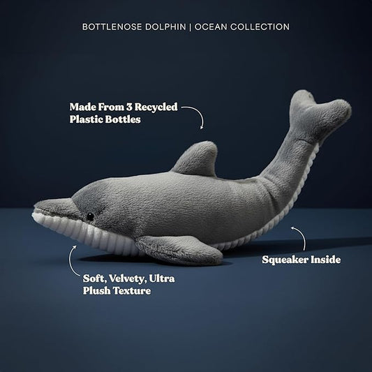 Dog Toys | Plush Toy Dolphin Stuffed Animal for Dogs | Medium Eco Friendly Toy - Easy to Clean and Made from Non Toxic Materials