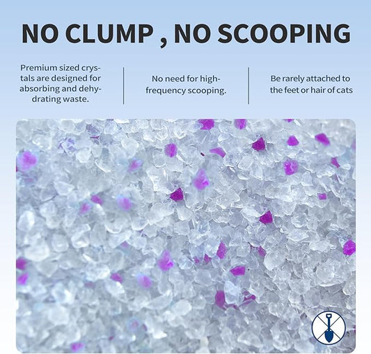 ABCPET Cat Litter Crystals No Clumping Odor Control Kitty Litter Non-Clumping No scooping Low Dust, Low Tracking, Dehydrates Waste Lavender - 25.8 lbs (6 x 4.3 lb Packs)