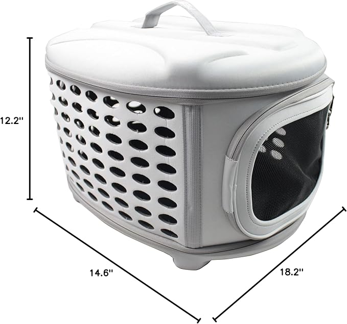 Pet Life ® Circular Shelled Military-Grade Lightweight Collapsable Travel Airline Approved Cat and Dog Carrier or Pet Kennel with Shoulder Straps