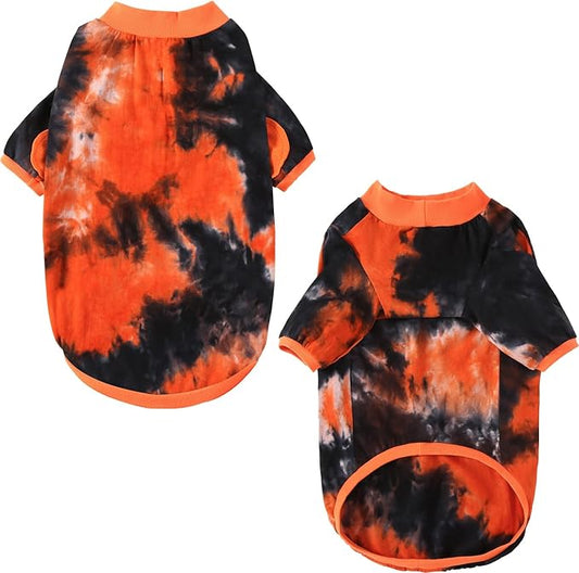 Dog Cotton Colorful Black Orange T-Shirts Soft and Stretchy Dog Shirt Pajamas Pets Clothes for Large Dogs(XL Black)