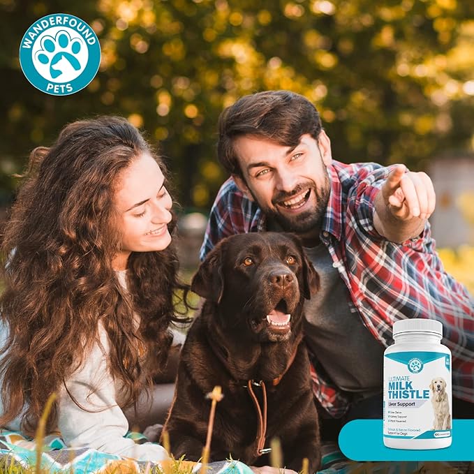 Wanderfound Pets Milk Thistle for Dogs โ Tasty Salmon & Bacon Flavored Natural Liver Support for Pets โ Kidney Cleanse Detox & Repair Formula Manufactured in the USA โ 100 Chewable Tablets