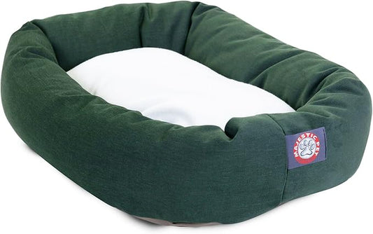 Majestic Pet 52 inch Green & Sherpa Bagel Dog Bed Products, 52.0"L x 35.0"W x 14.0"Th