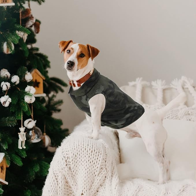 4 Pieces Winter Fabric Dog Sweater with Leash Ring Soft Fleece Vest Dog Clothes Plaid Camouflage Warm Puppy Jacket Pullover Clothes for Small Cat Puppy Chihuahua(M)
