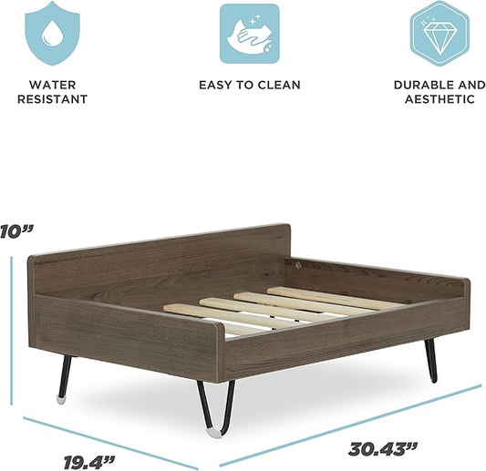 Wooden Dog Bed and Dog Couch with Water-Resistant and Calming Mattress, Small to Medium Elevated Pet Bed, Greenguard Gold Certified, Dog Beds & Furniture, Chase - TailZzz