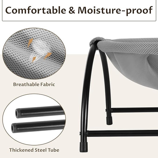 Elevon Elevated Cat Bed Hammock, Breathable Mesh Pet Bed with Metal Frame, Detachable & Machine Washable, Sturdy for Indoor/Outdoor Use, Easy Assembly